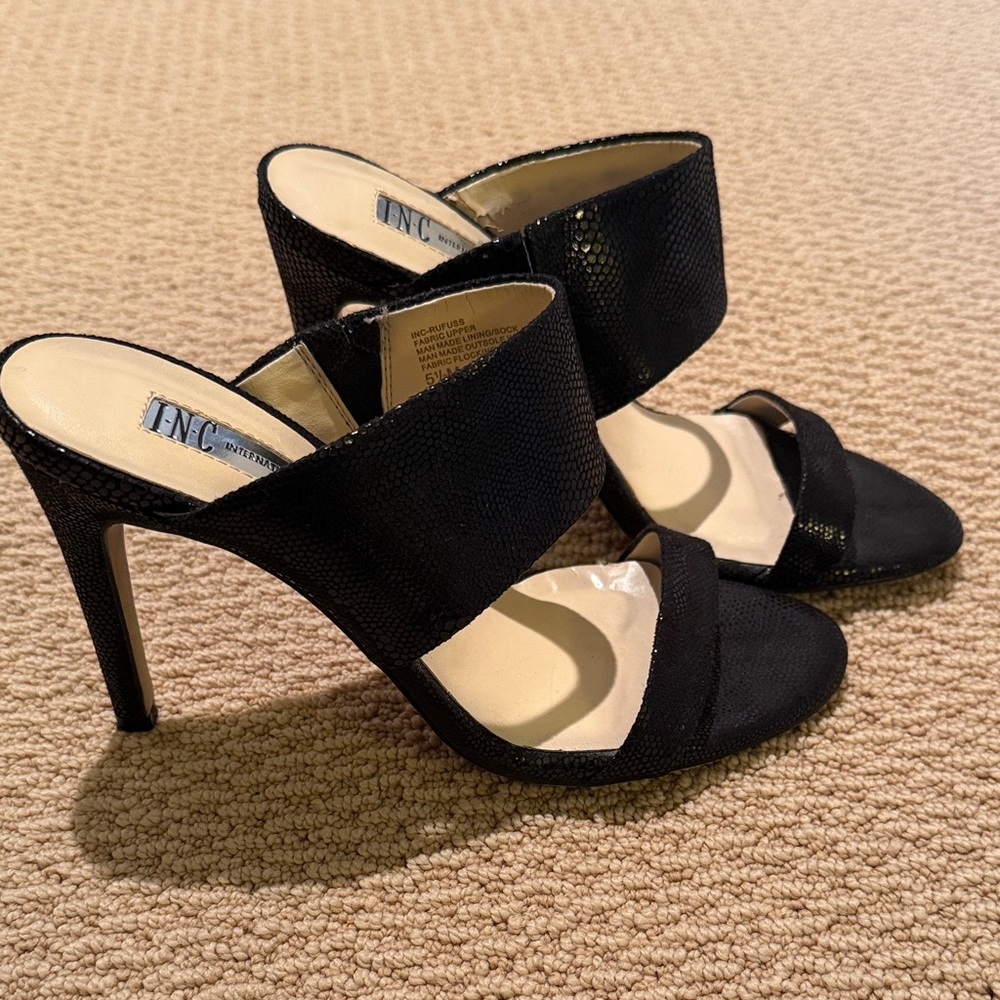 INC International Concepts Black Strappy Heels